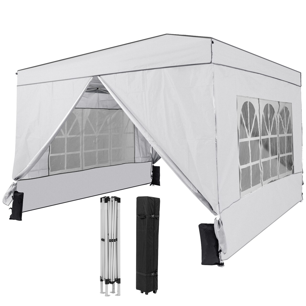 10 x 10 FT Outdoor Pop Up Canopy Tent with 4 Sidewalls for Patio and Events